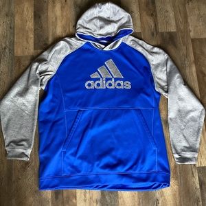 Adidas 3XLT Sweatshirt Hoodie Blue & Grey Missing Drawstring Climawarm Size 3XLT